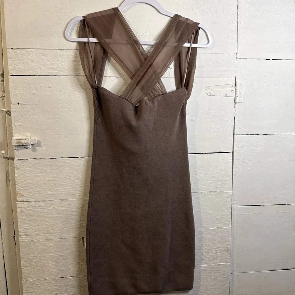 Promise Chocolate Cross-Strap Mini Dress - Picture 5 of 7